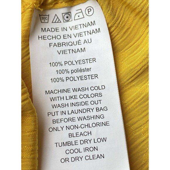F. Michael Kors Top XL Ruched Yellow Blouse Cap Sleeve V Neck NWT $98 - Picture 9 of 11
